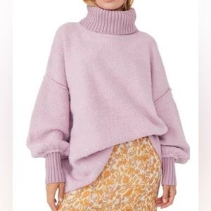 Free People Lilac Cowl Neck Sweater